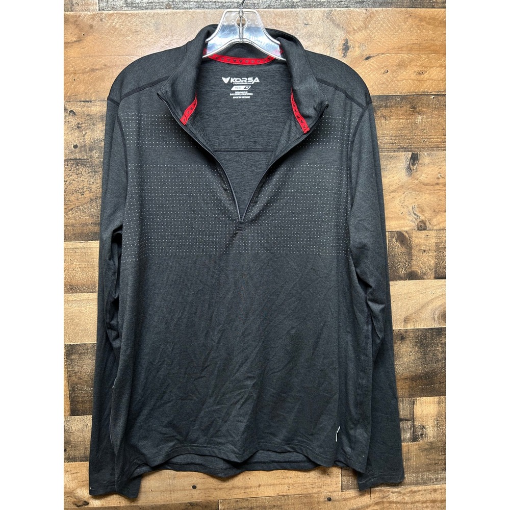 Korsa Roadrunner Sports Mens Black Quarter Zip Long Sleeve‎ Pullover Top